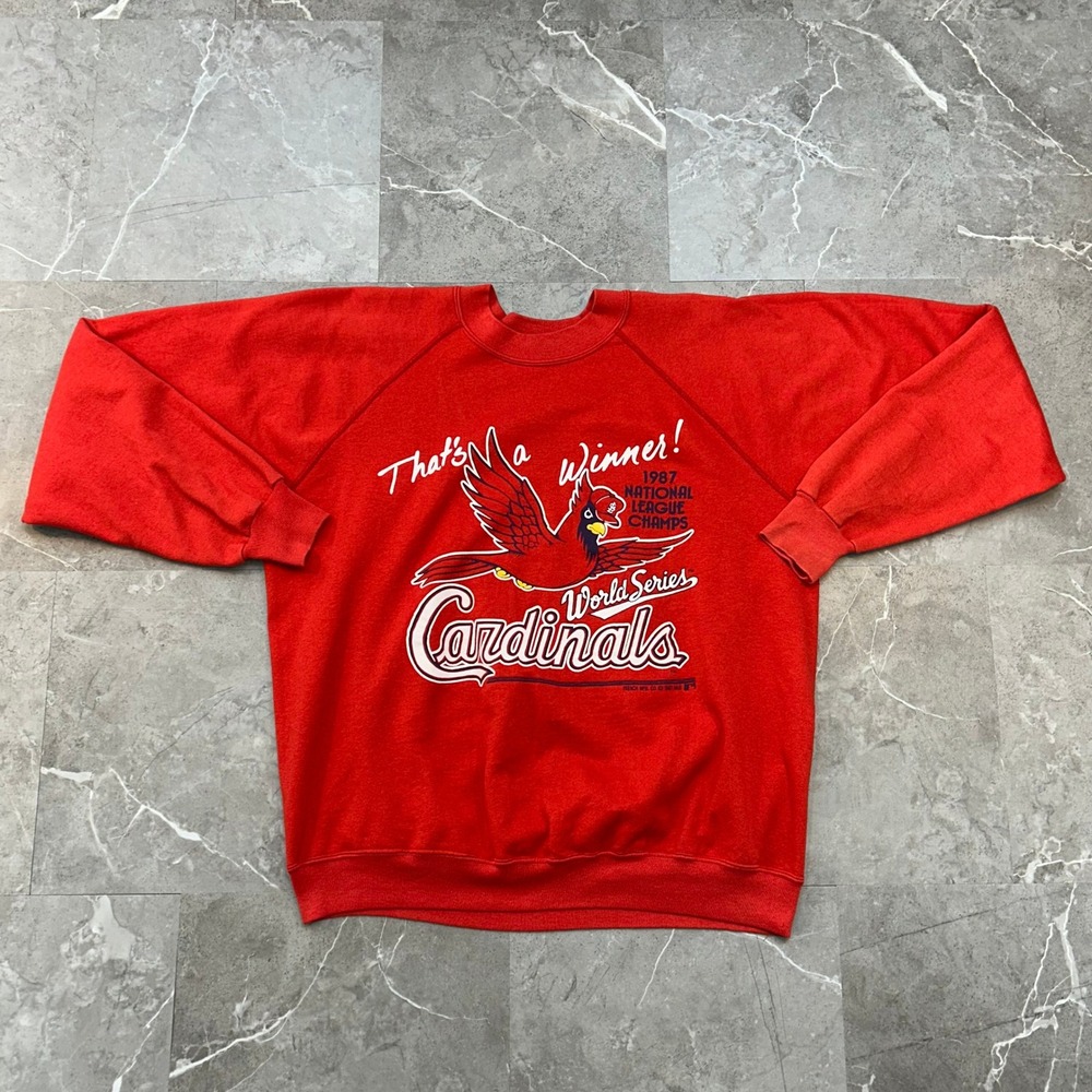 80s Vintage St Louis Cardinals Sweatshirt Mens Large NL Champs Pullover Crewneck